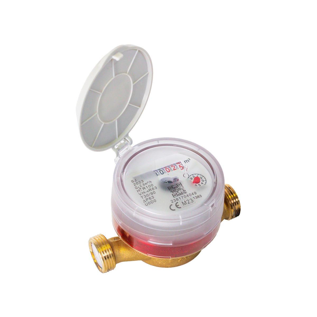 Warmwater Meter 1/2 90° + Dichtingen + Koppelingen