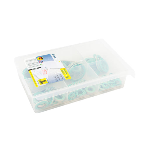 Doos in Onbreekbaaar Soepel Plastiek/assort.v. Groene Dichtingen 3/8 A 6/4 — LeidingDeal KIWA gecertificeerd | LeidingDeal.nl