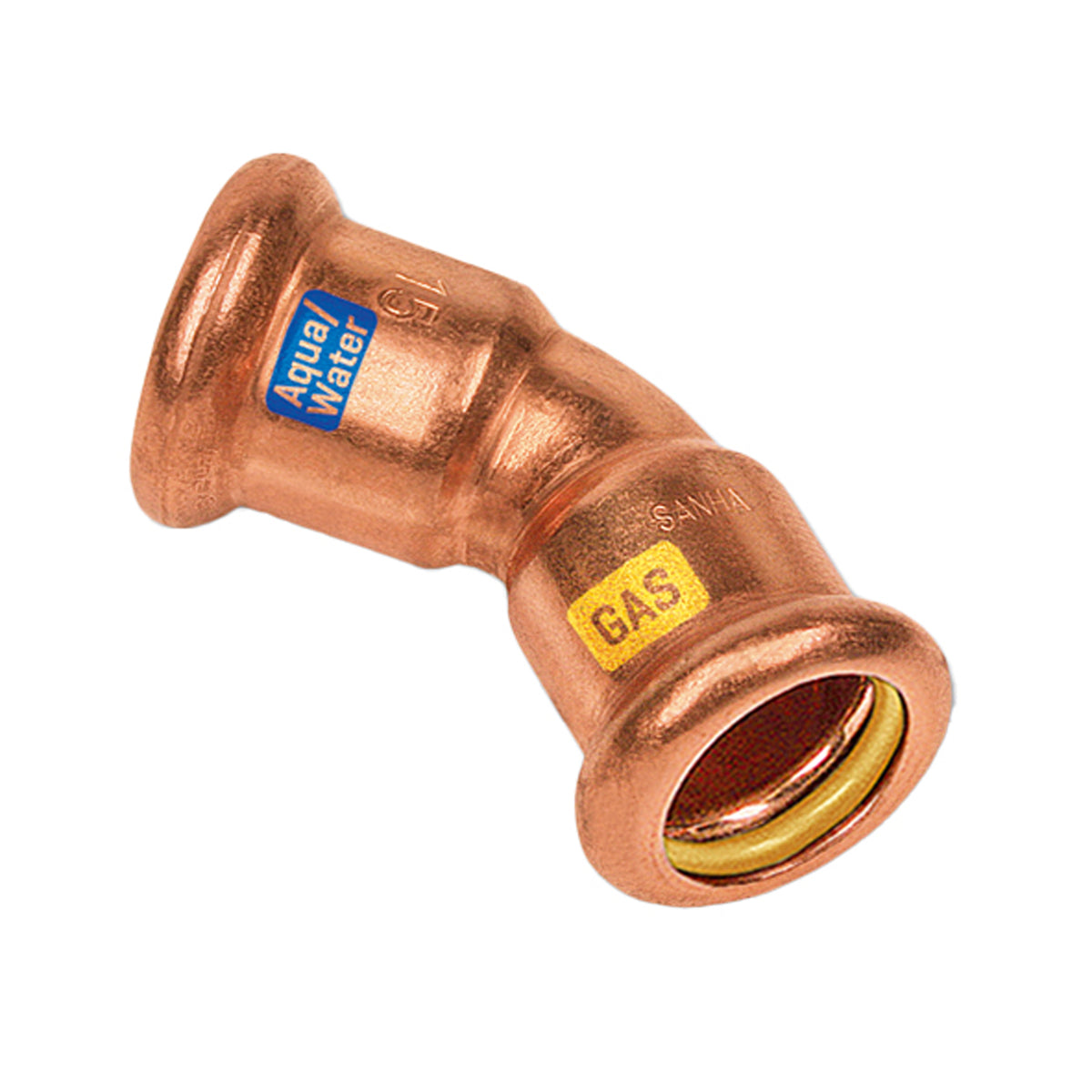 HYDROGAS Bocht 45° binnendraad/binnendraad 28