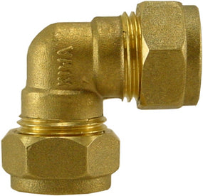 Knelkoppeling knie Kiwa Gastec 12 mm messing