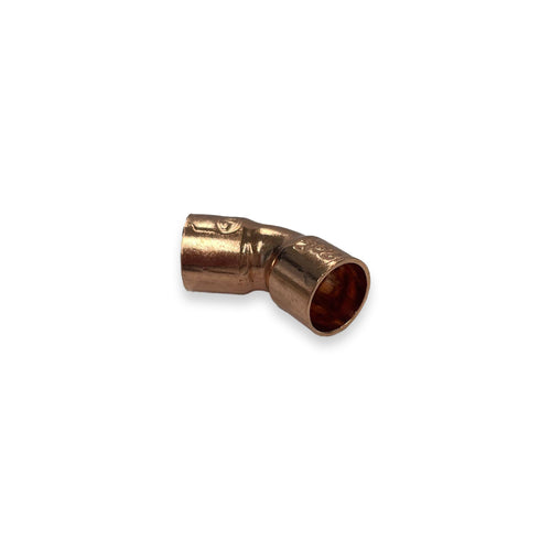 Bocht roodkoper 15 x 15 mm 45 graden