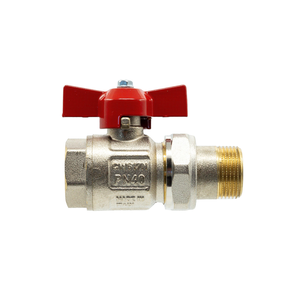 Bolkraan messing met Koppeling 124 6/4MF