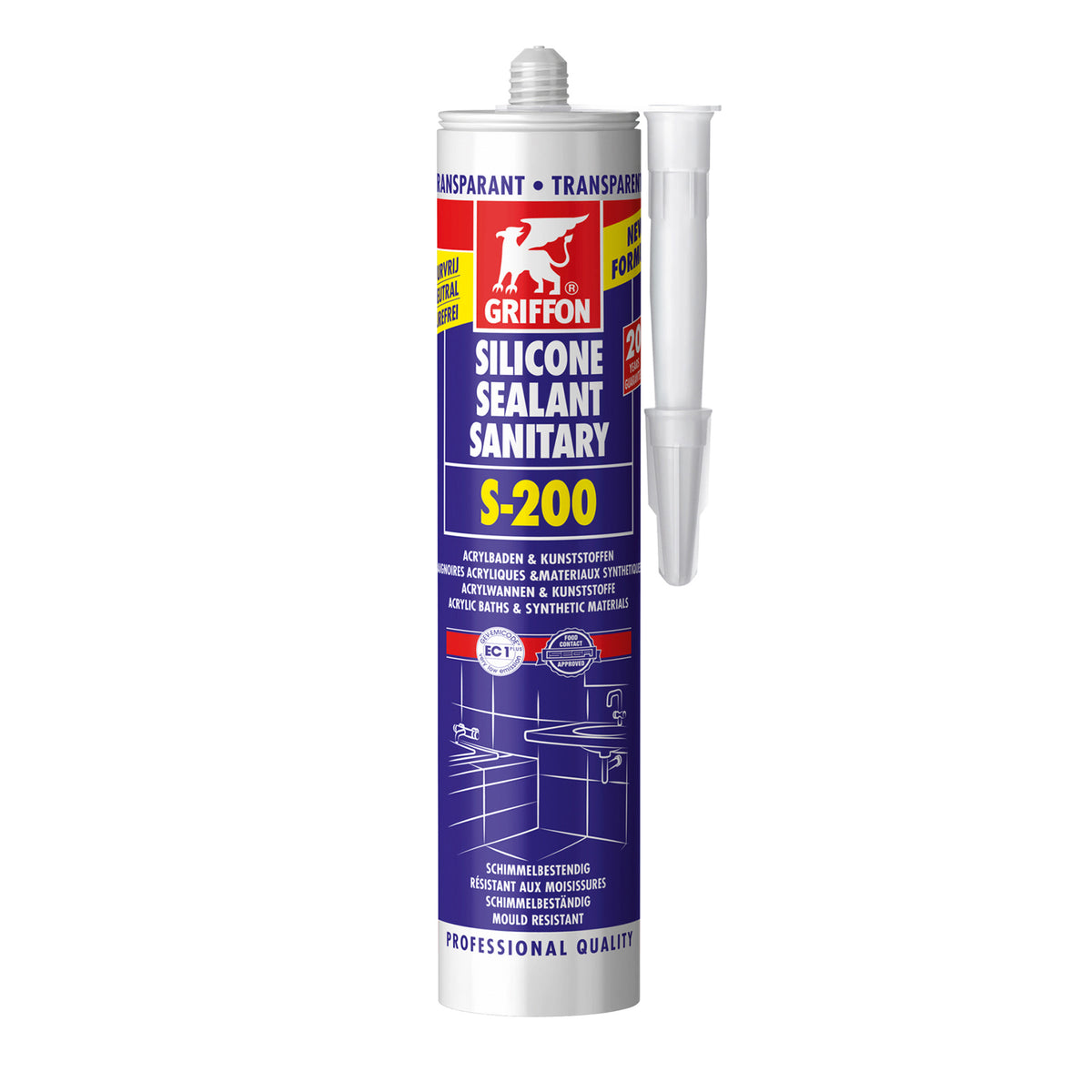 Hoogwaardige Sanitair Siliconenkit S200 Transparant 300 Ml