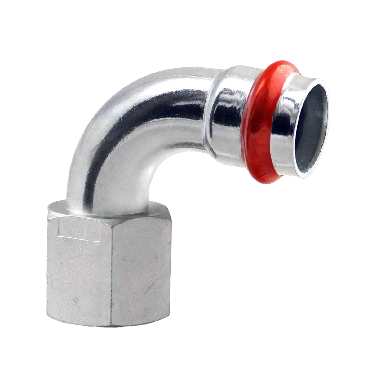 Press Staalverzinkt 'v' Bocht 90° Binnendraad. 1/2 x 18