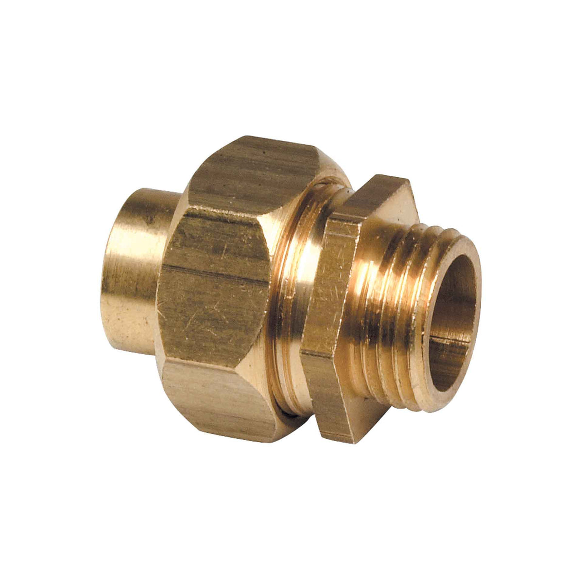 Rechte Koppeling Union Messing 3/4 buitendraad x 22