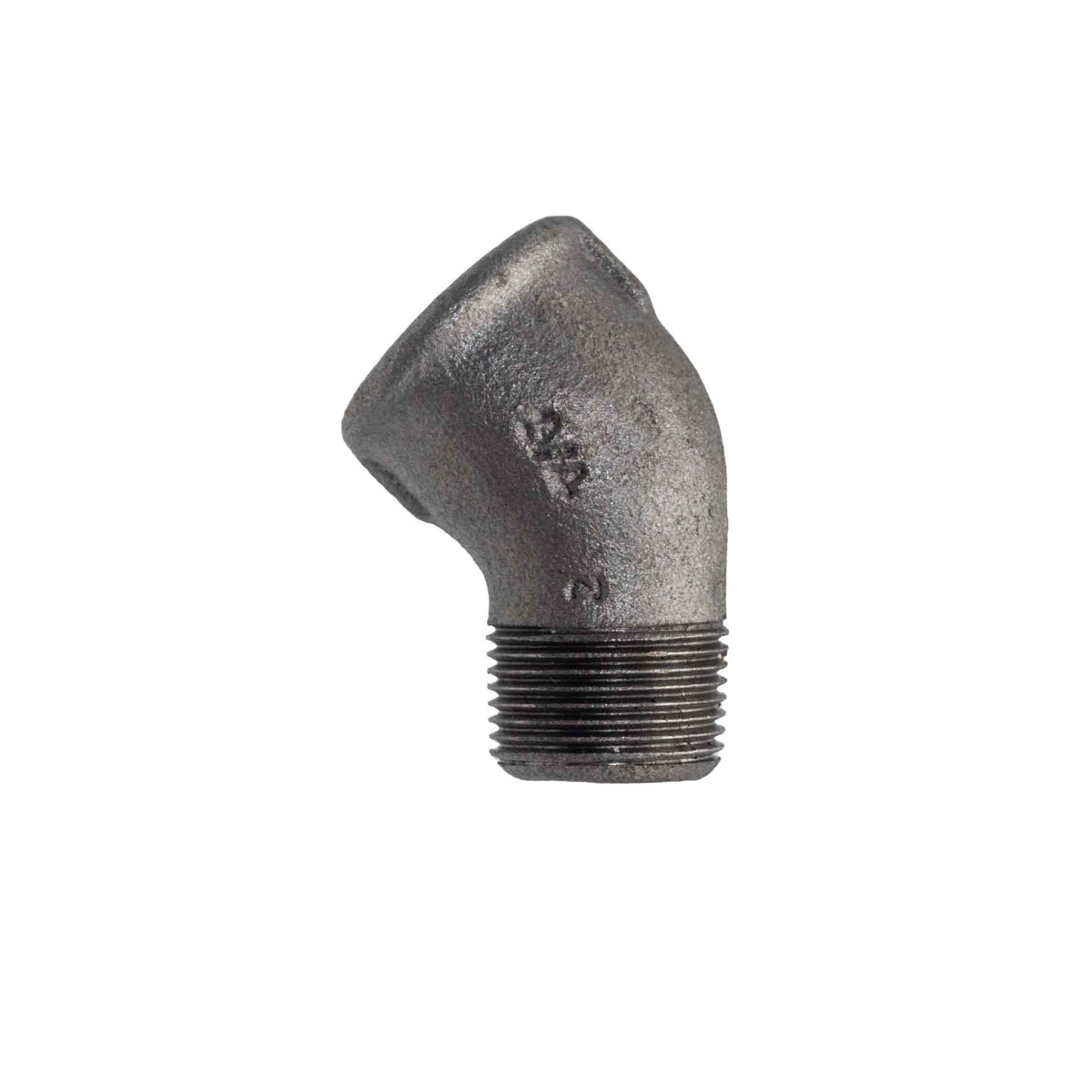 Knie 121 45° 2''buitendraad/binnendraad Zwart