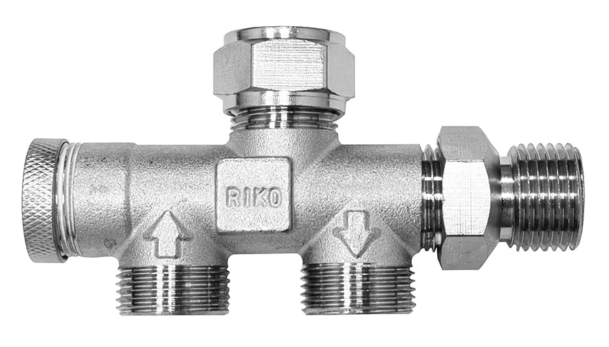 4-weg verdeler 1/2" x knel 15mm x 2 X M22 verkeerd