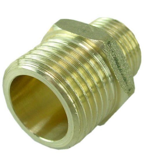 Draadfitting verloopnippel messing 1/2" bu x 1/4" bu