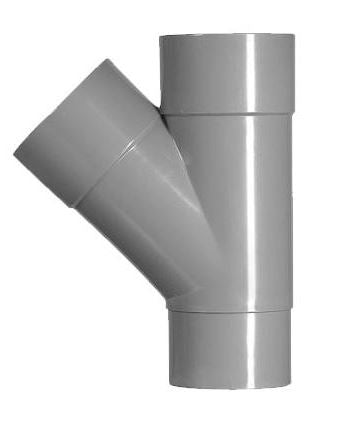 HWA T-stuk 2 x mof 1 x verjongde spie 80 mm 45 graden PVC