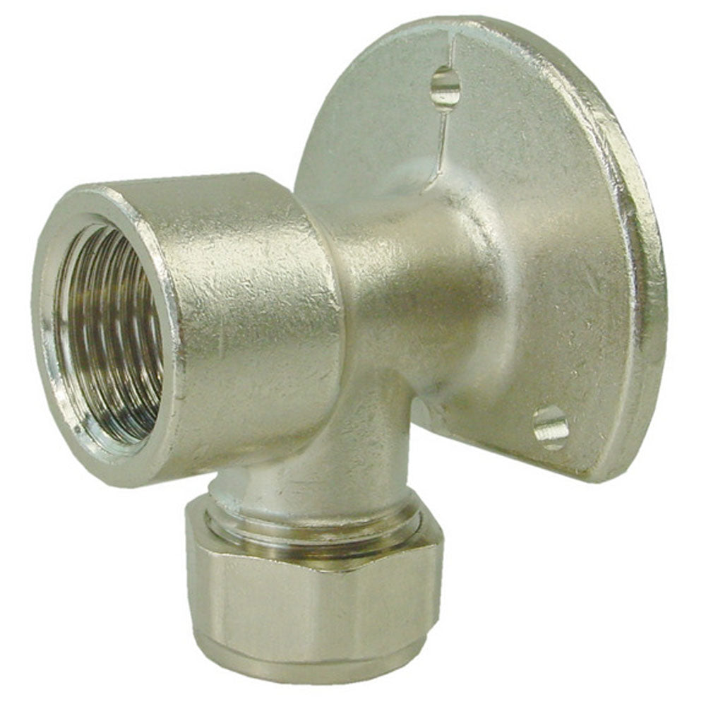 Muurplaat Kiwa Gastec 1/2" bi x 15 mm knel vernikkeld
