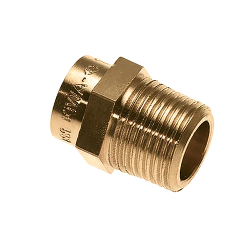 Soldeerfitting puntstuk messing Kiwa Gastec 1/2" bu x 15 mm cap